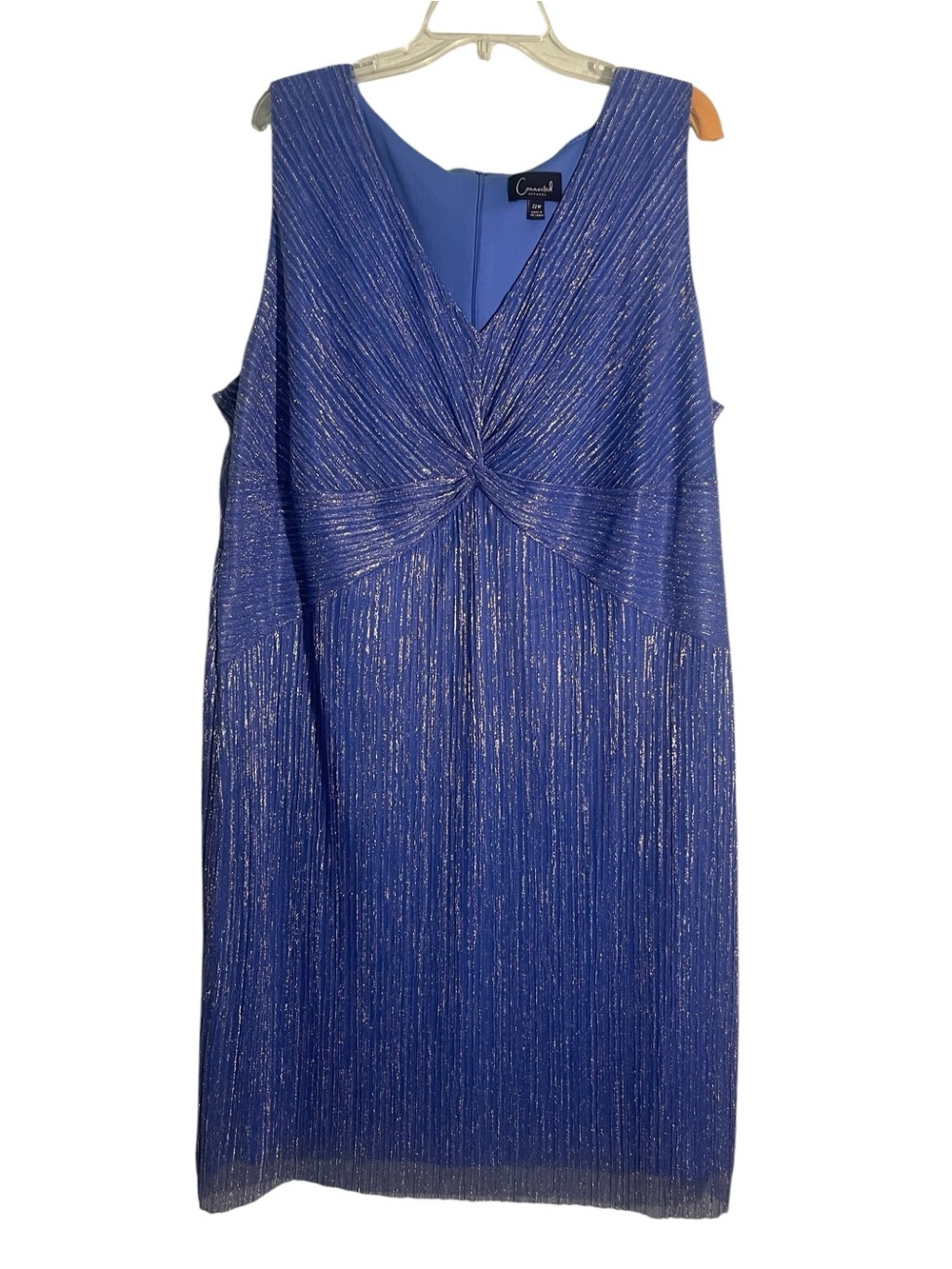 Connected Apparel, Metallic, v-neck, twist front dress. 22W GUC - Picture 4 of 10